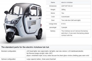 3 Wheel Vehicle Passenger Mobility Scooter Tuk Tuk Car For Elderly