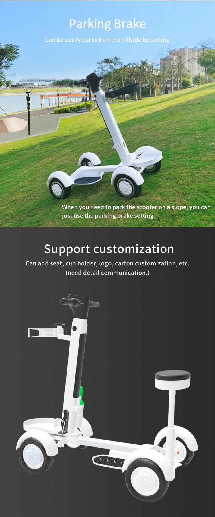 Dual Motor High Power 2000W Electric Scooter folding Golf Sharing 4 wheels Electric Golf Cart Scooter