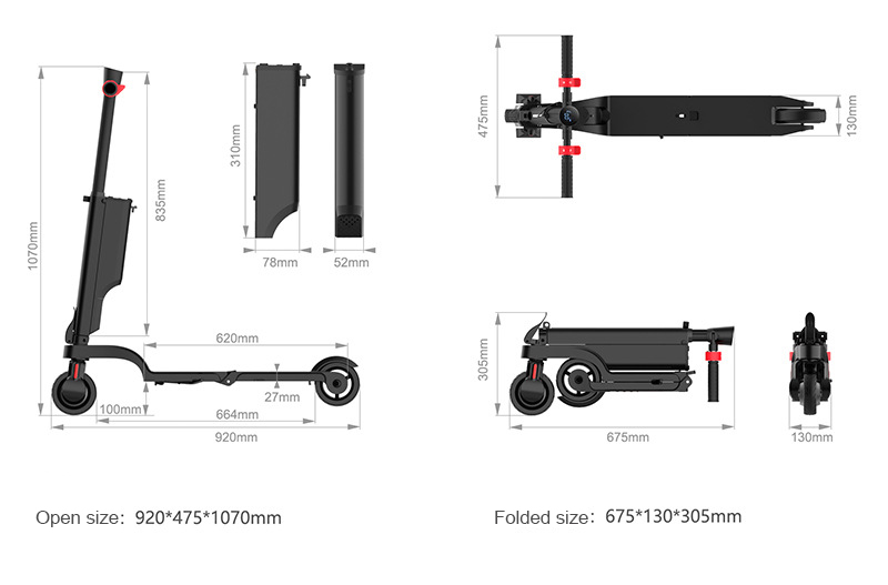 Two Wheel 5.5 Inch Mobility Scooter Adult Ultra Light Folding Mini Scooter 250W Lightweight Electric Scooter