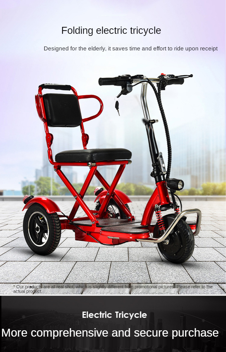 Foldable Mini Tricycle Electric Bike Cooter Battery Electric Cycle Folding Easy Storage Wheelchair 3 Wheels Electric Bikes