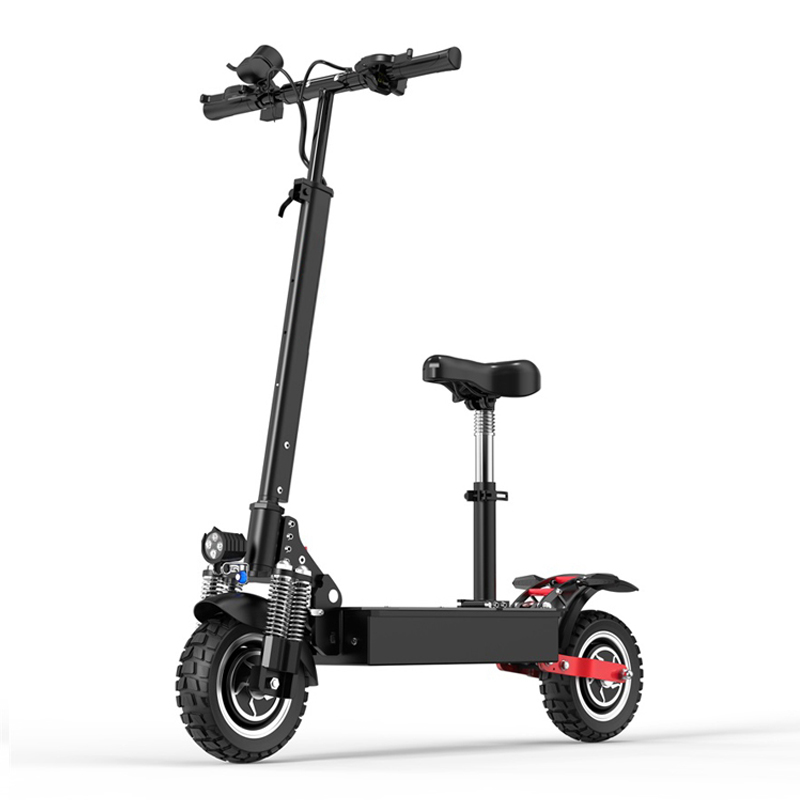 Dual Motor 2400W Electric Scooter With Seat 10 Inch Off Road Tire  Adult Fast Folding Electric Scooter
