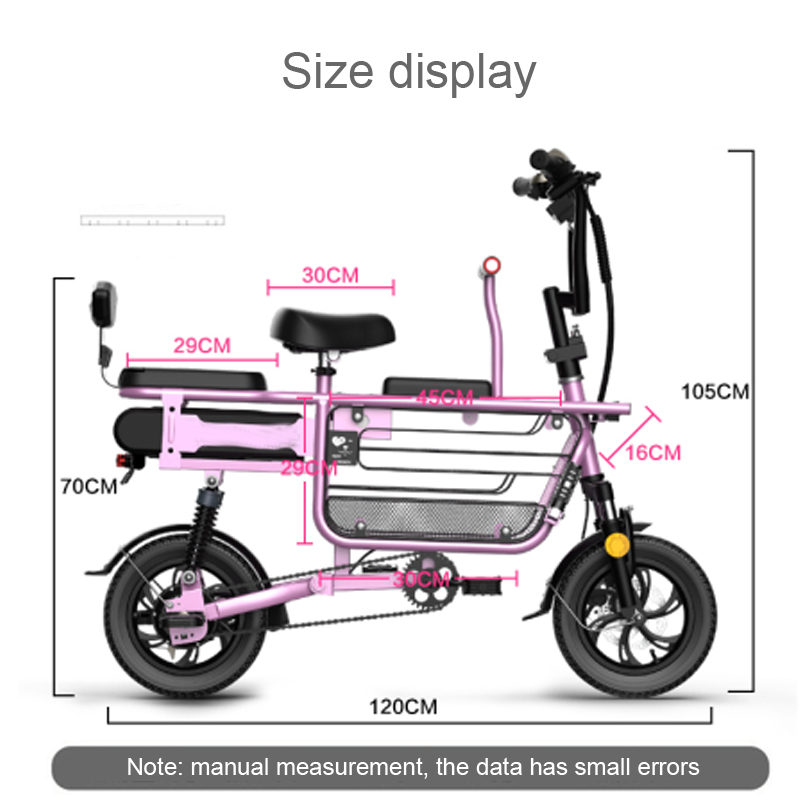 For Kids/Adults Two Wheels Electric Bicycles Smart Electric e Bike Parent-child Basket Mini Electric Scooter