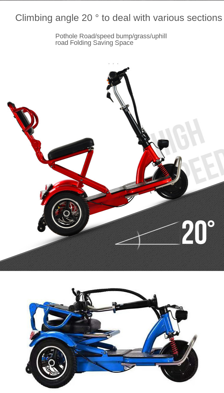 Foldable Mini Tricycle Electric Bike Cooter Battery Electric Cycle Folding Easy Storage Wheelchair 3 Wheels Electric Bikes