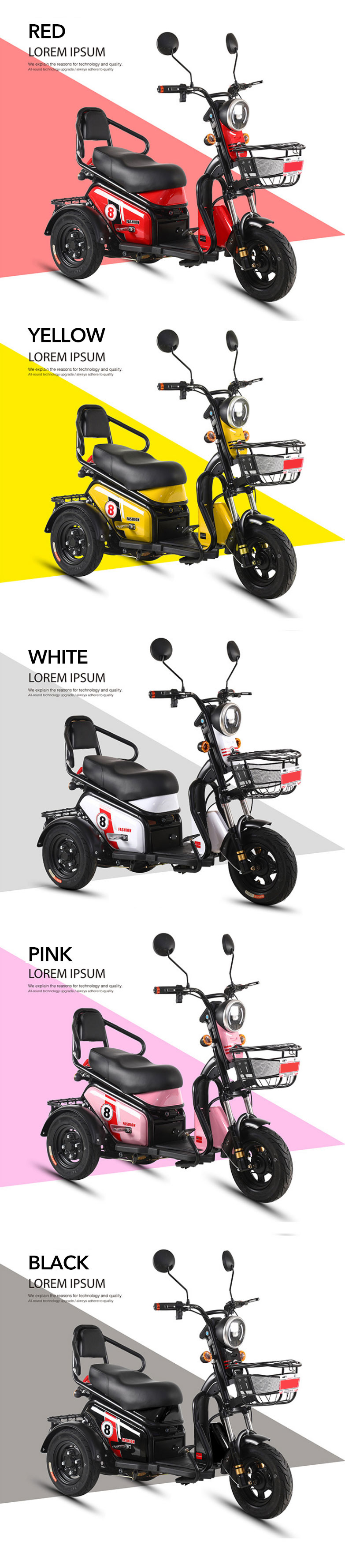 3 wheel two seat mobility folding customized electric bicycle scooter mini e-scooter e scooter motor scooter
